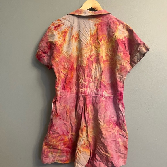 Tye Dye Button Up Utility Romper - Picture 9 of 10